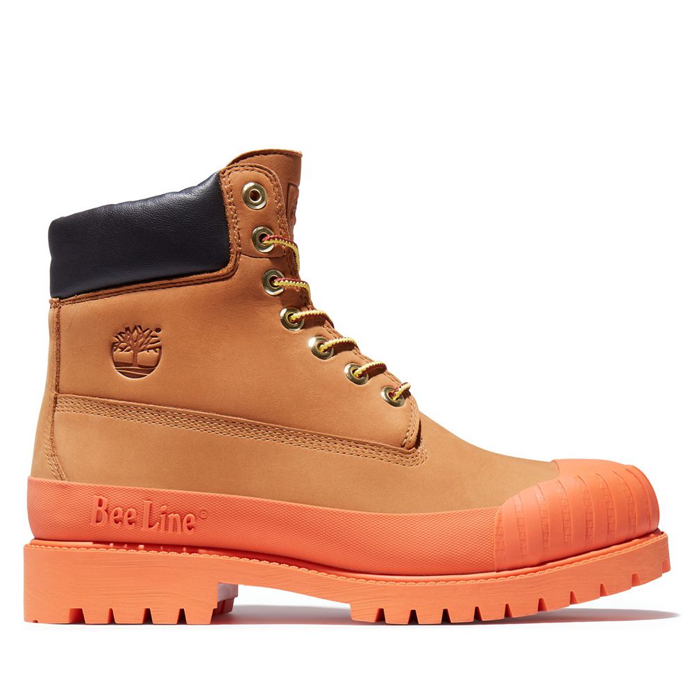 Timberland 6-Inch Μποτακια Ανδρικα Καφε/Πορτοκαλι - Bee Line X Waterproof Rubber Toe - Greece 493567